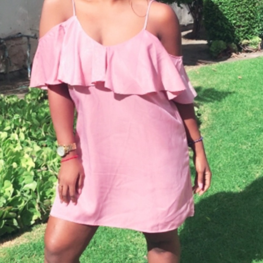 LuLu’s Blush Color Ruffle Midi Dress, Size Medium